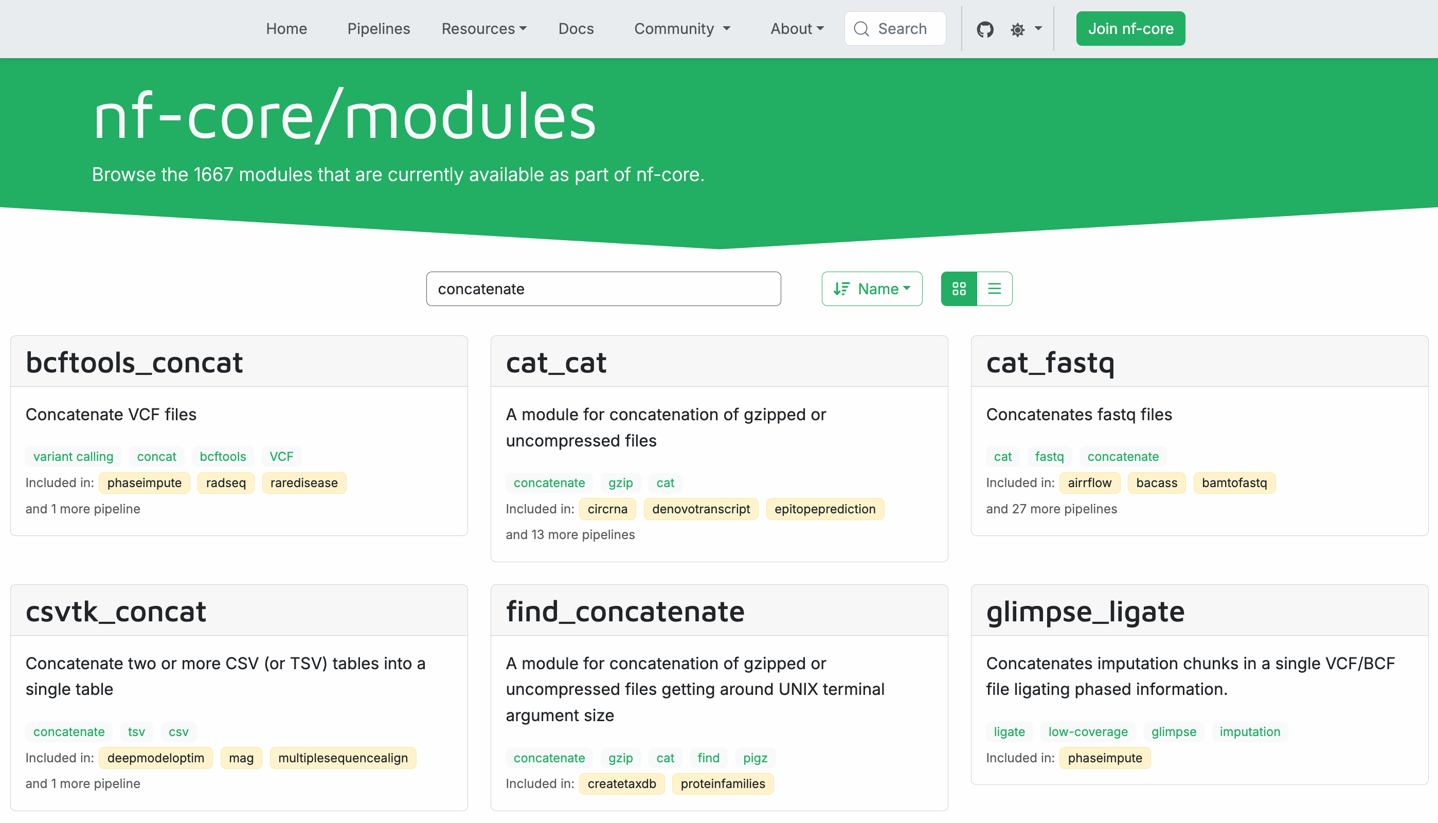 résultats de recherche de module