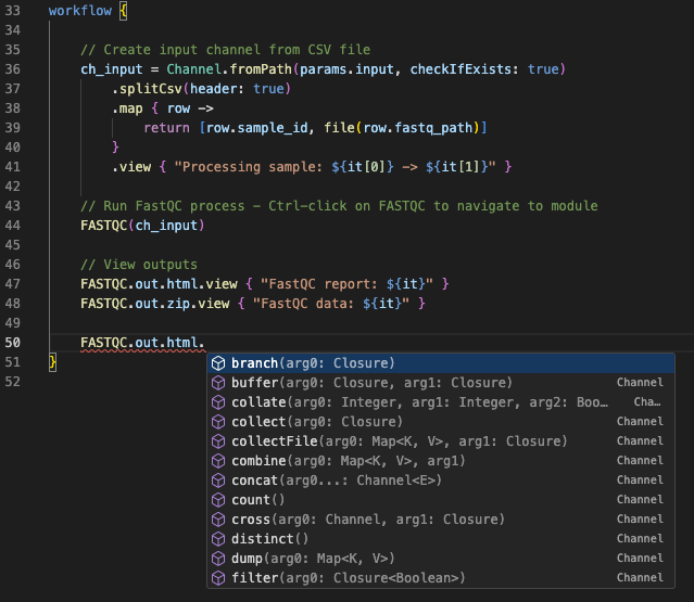 Auto-completamento operazioni channel